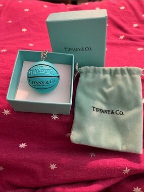NWOT Tiffany & Co. Turquoise Basketball Charm Keyring with dust bag and box